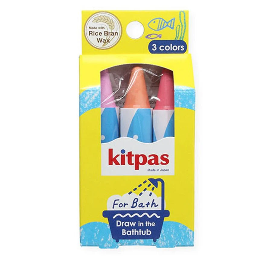 Kitpas Rice bran Wax Bath Crayons 3 Colors Coral - Pink, Orange, Red
