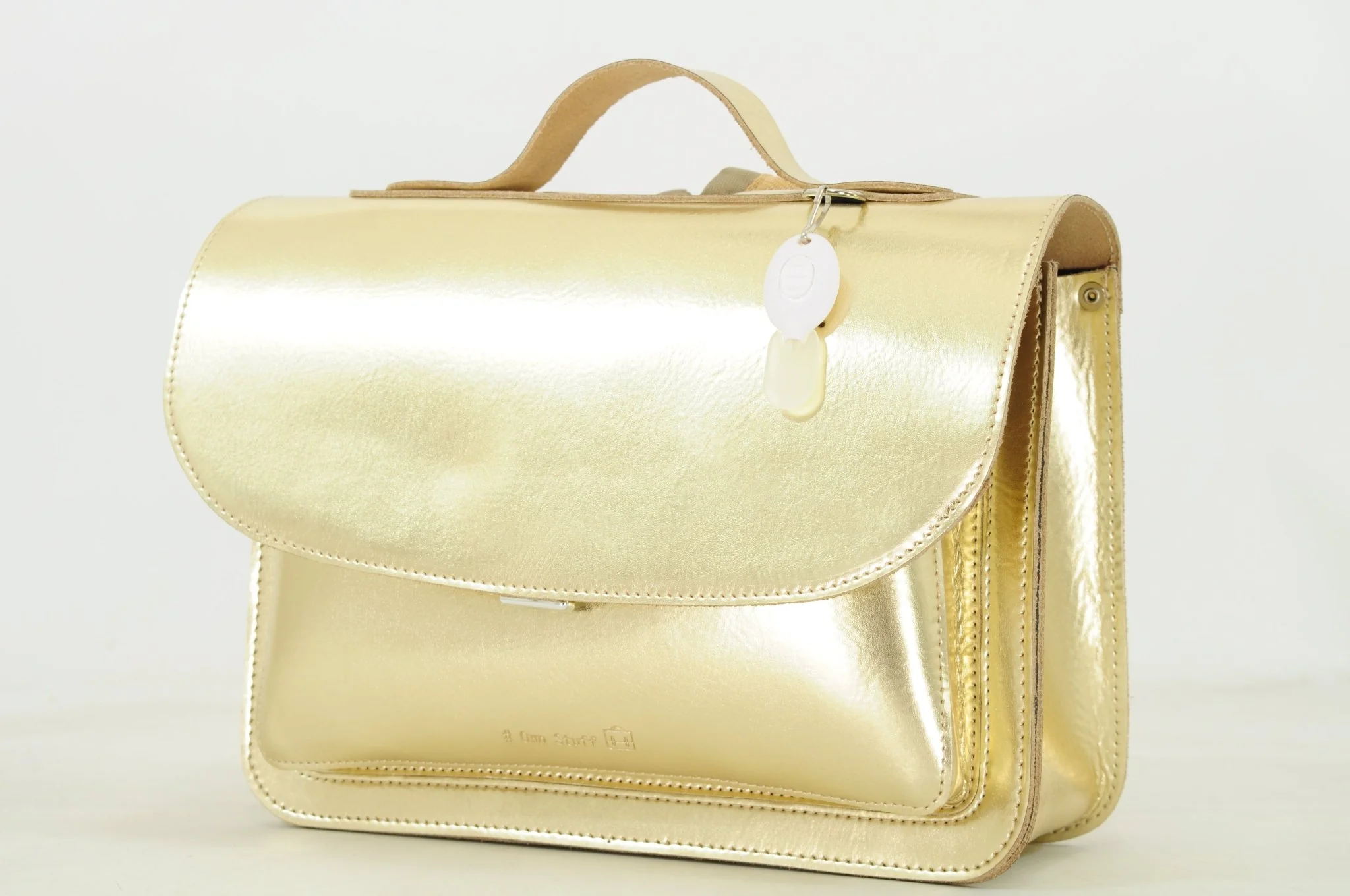 Lederen kleutertas met magneetsluiting - Gold - Image 3