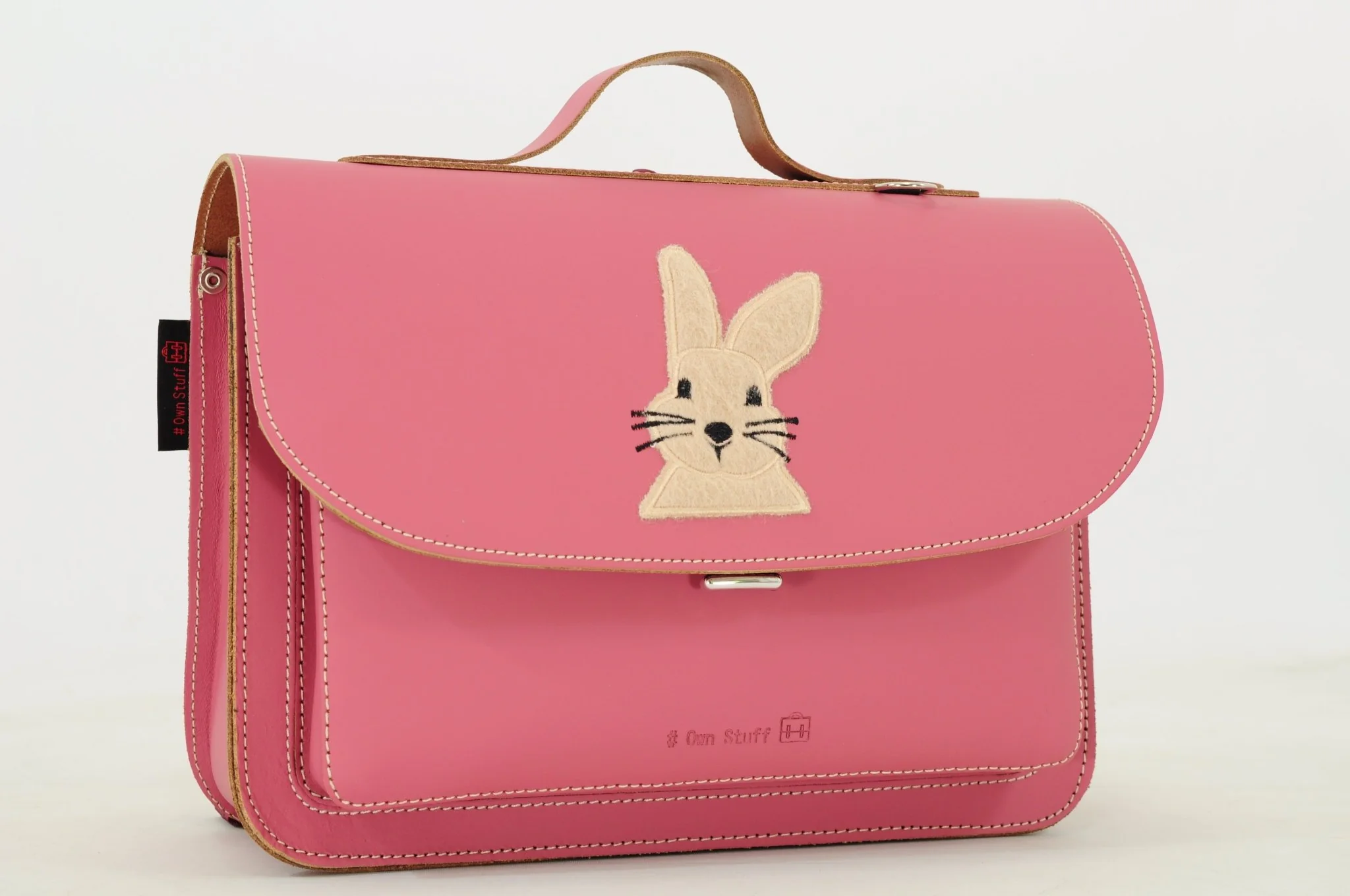 Lederen kleutertas met magneetsluiting - Rabbit Antique Pink - Image 5