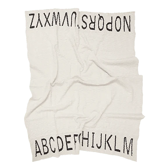 Knitted Baby Deken Abc Natural/Black - 100 x 120 cm
