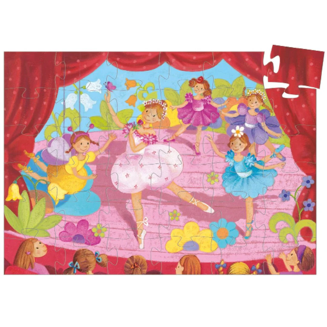 Puzzel in silhouetdoos Ballerina met bloem - 36 stukjes - Image 2