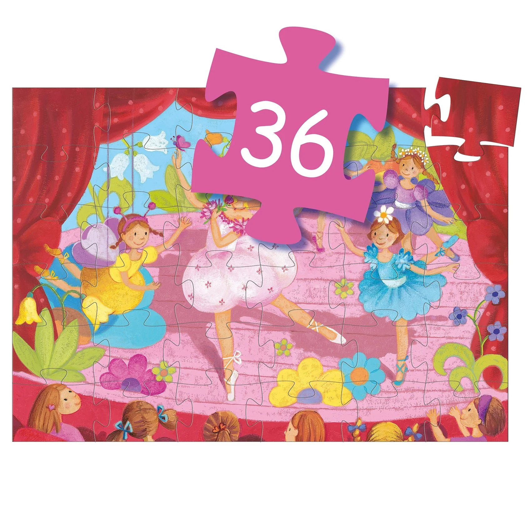 Puzzel in silhouetdoos Ballerina met bloem - 36 stukjes - Image 4