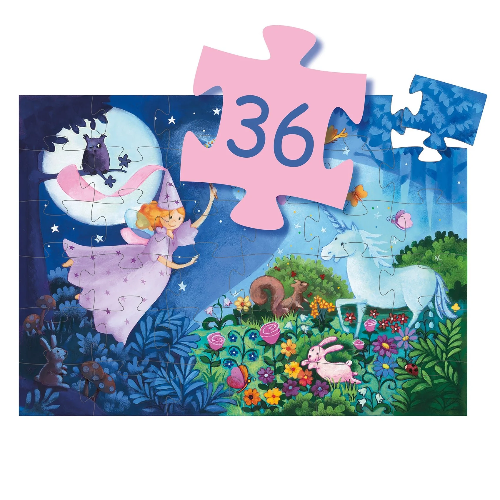 Puzzel in silhouetdoos De Fee en de Eenhoorn - 36 stukjes - Image 3