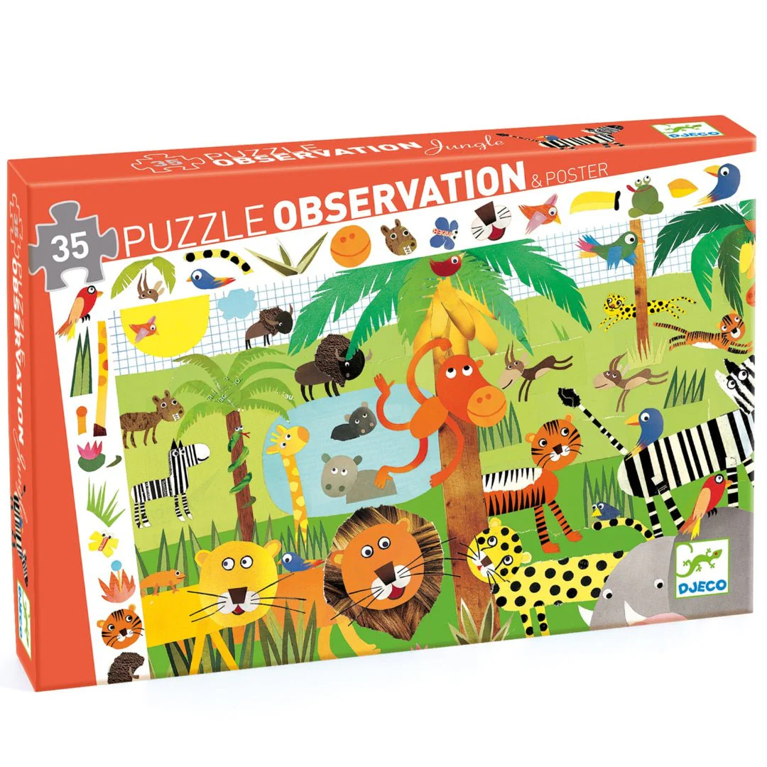 Observatiepuzzel De jungle - 35 stukjes + poster