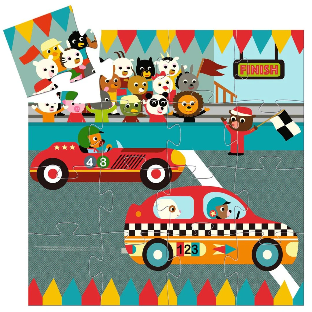 Puzzel in silhouetdoos Racewagen - 16 stukjes - Image 2