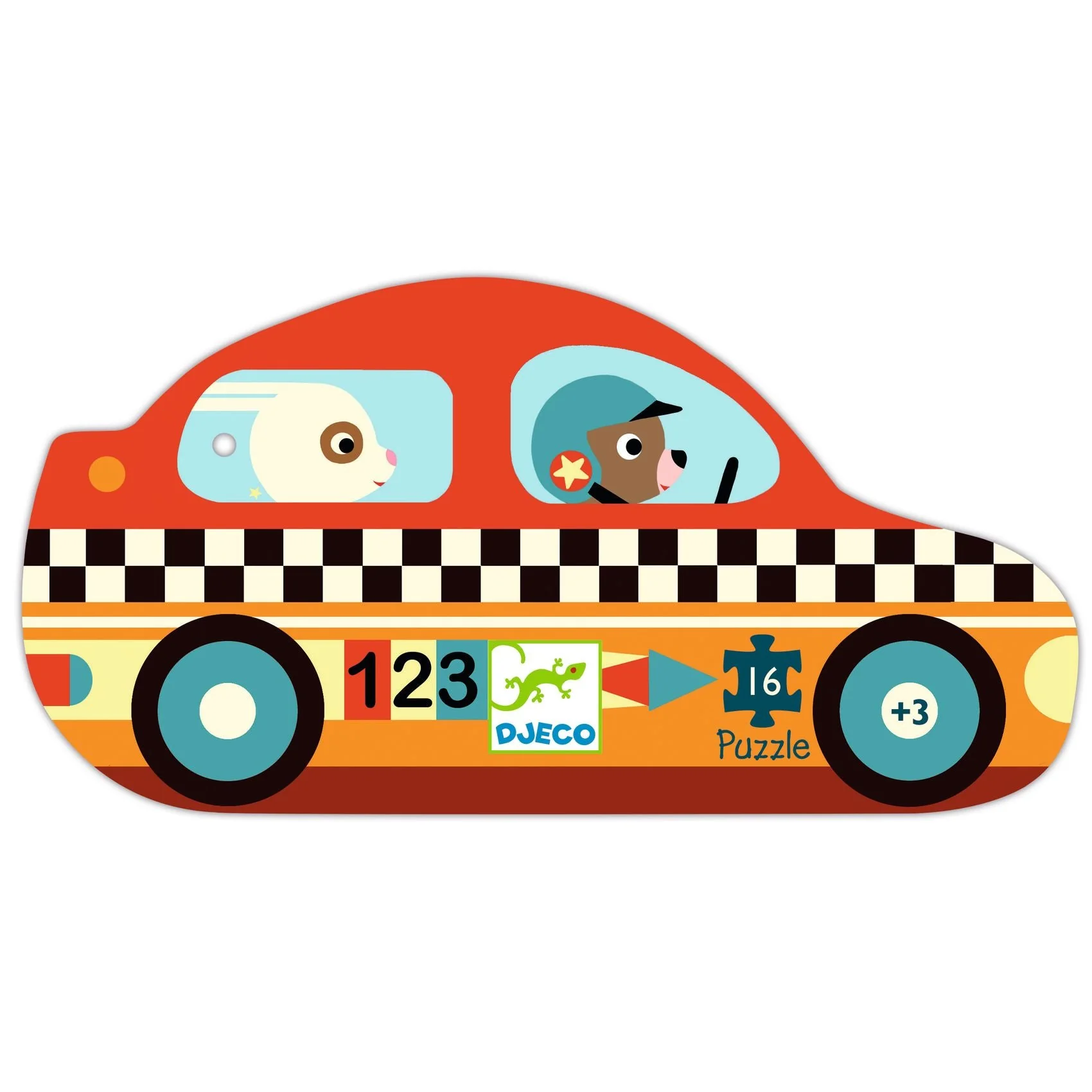 Puzzel in silhouetdoos Racewagen - 16 stukjes - Image 5