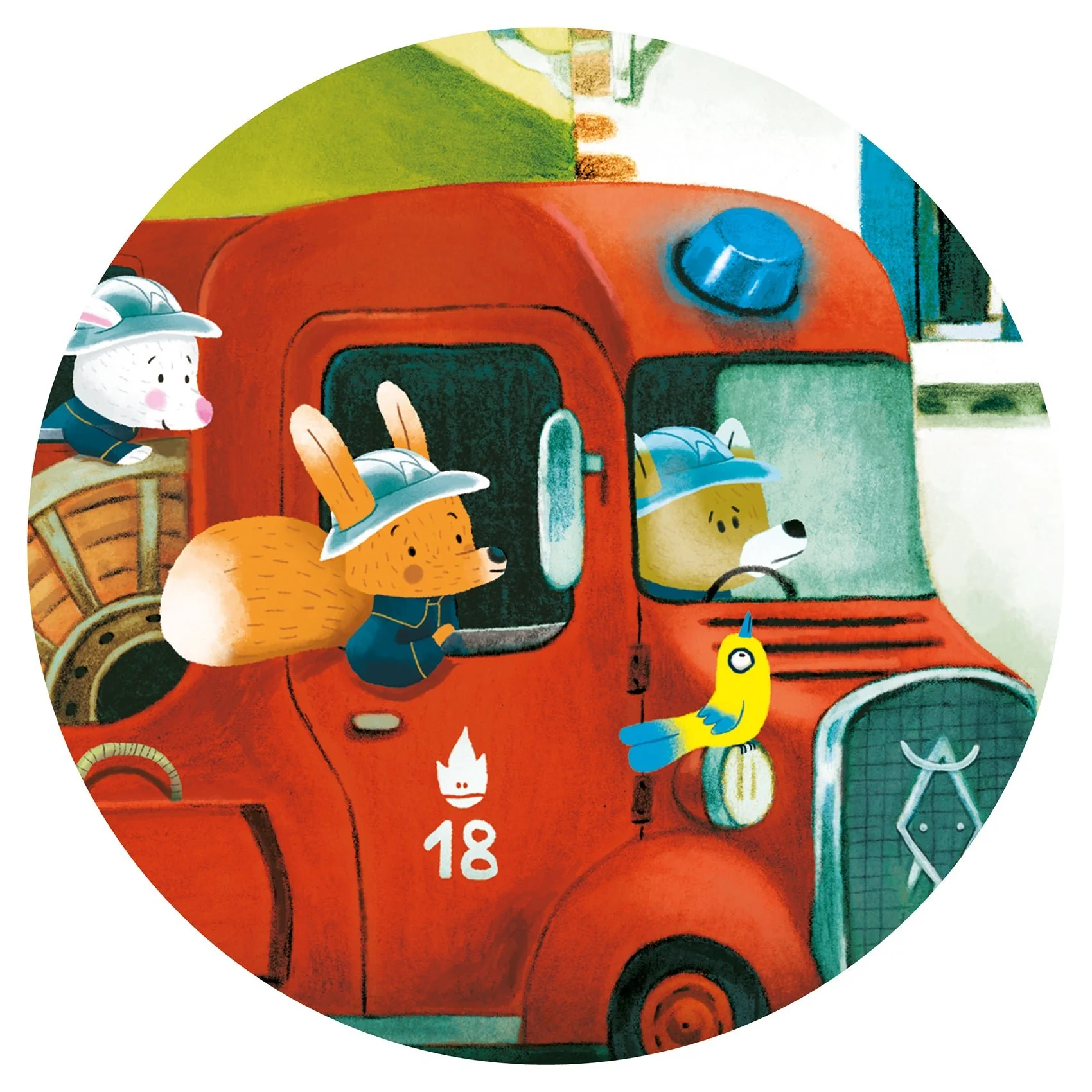 Puzzel in silhouetdoos Brandweerwagen - 16 stukjes - Image 4