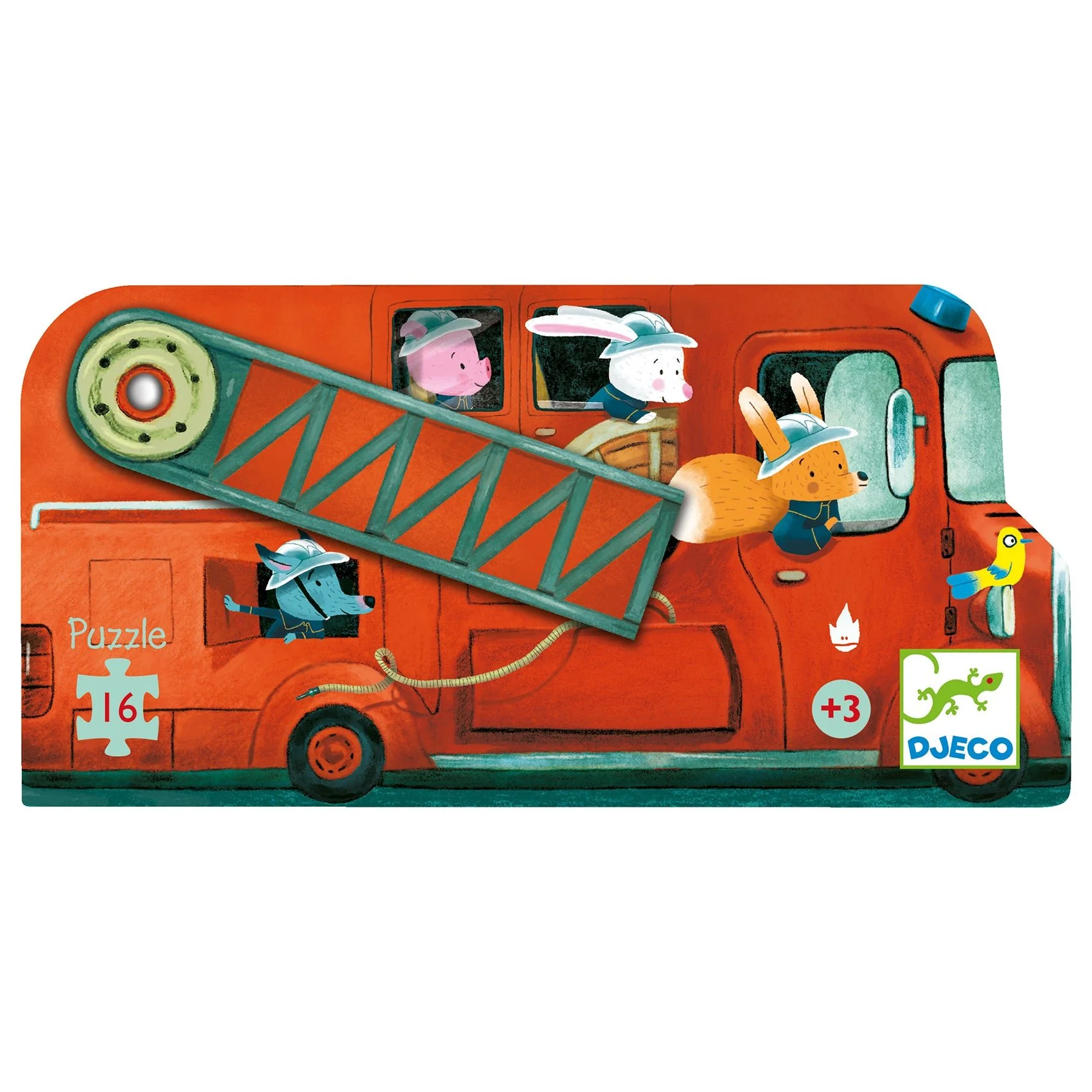 Puzzel in silhouetdoos Brandweerwagen - 16 stukjes - Image 6