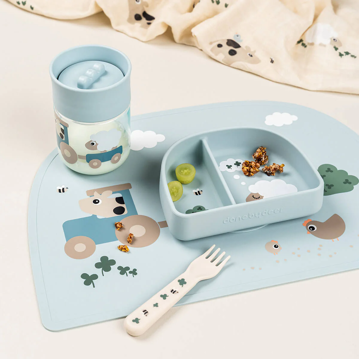 Drinkbeker Learning cup 360° Tiny farm Blue - Image 2