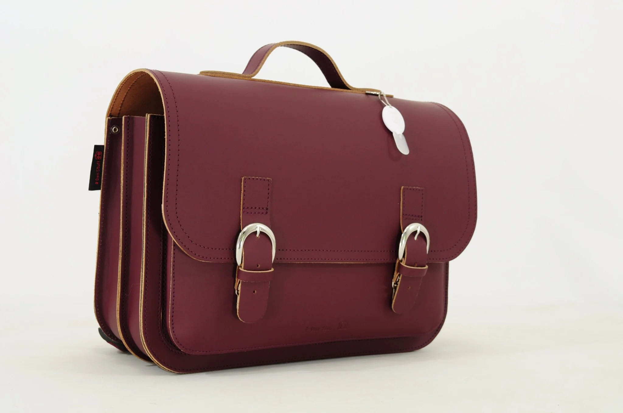 Lederen boekentas Classic Aubergine - Image 2