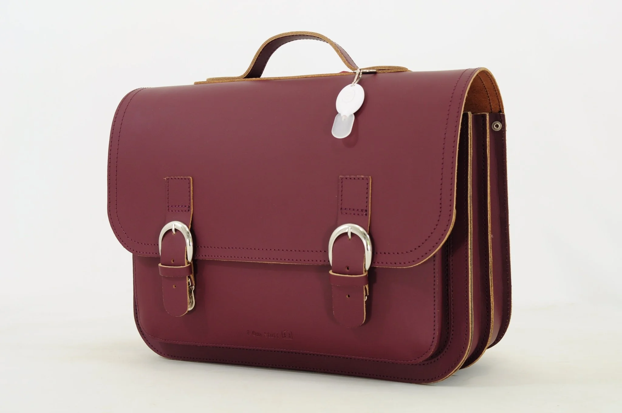 Lederen boekentas Classic Aubergine - Image 3