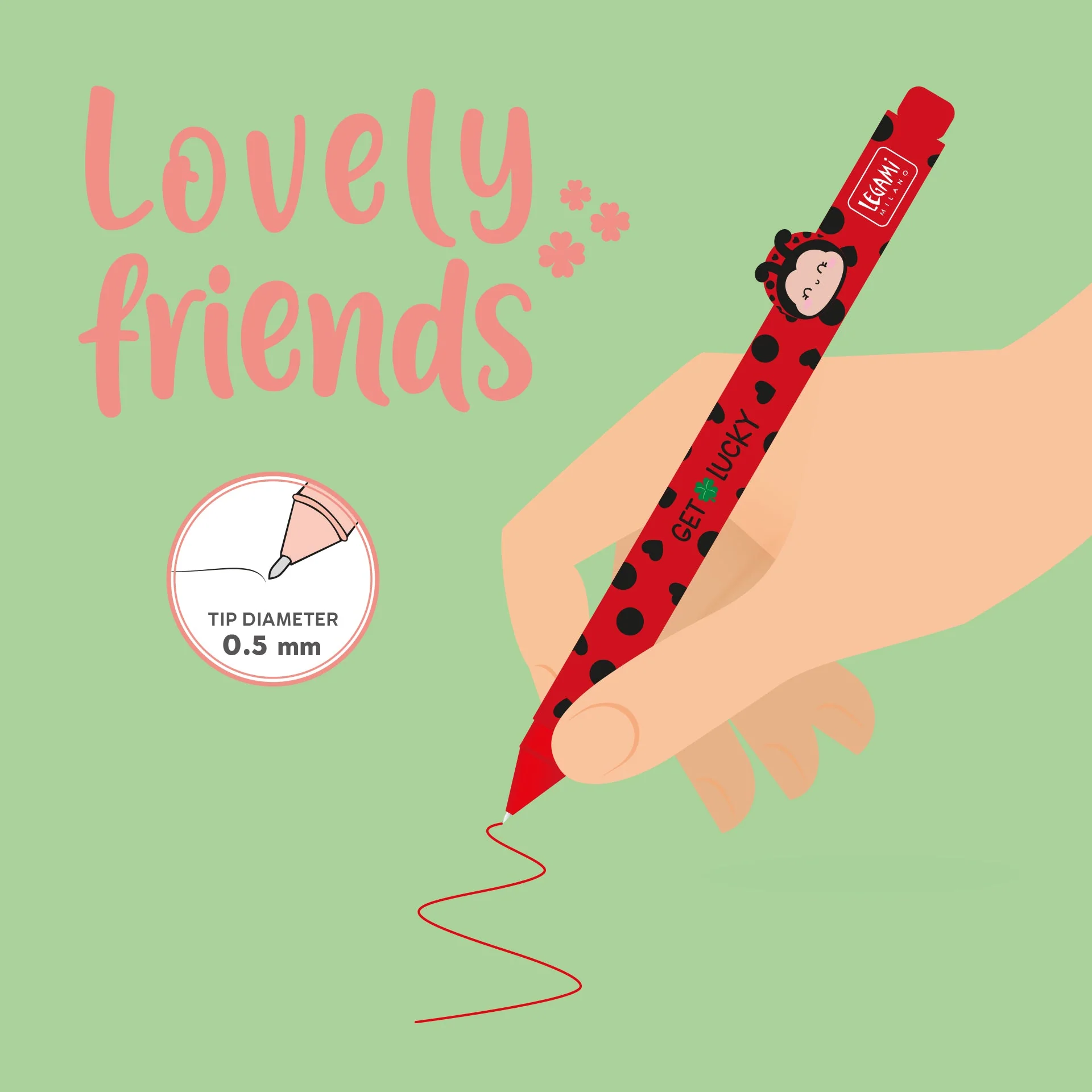 Gel Pen With Animal Decoration Lovely Friends - Ladybug - Image 3