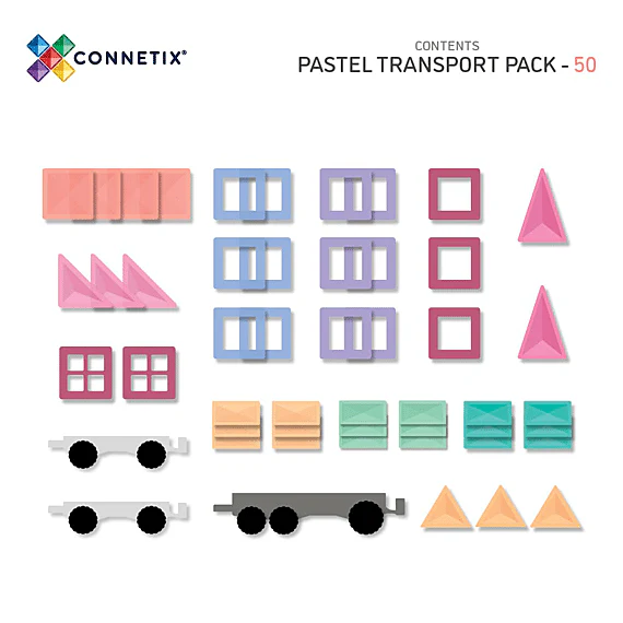 Magnetisch bouwspeelgoed Pastel Transport Pack | Set van 50 - Image 9