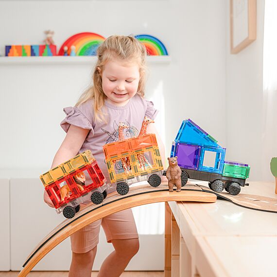 Magnetisch bouwspeelgoed Rainbow Transport Pack | Set van 50 - Image 2