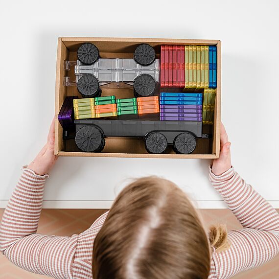 Magnetisch bouwspeelgoed Rainbow Transport Pack | Set van 50 - Image 4