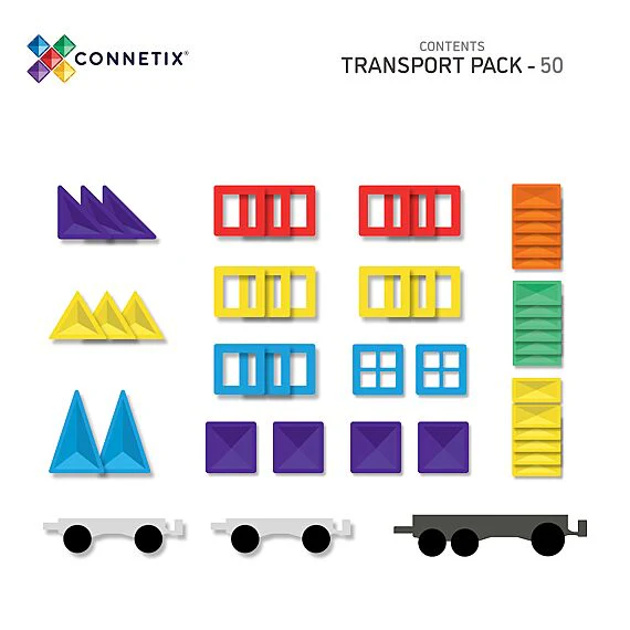 Magnetisch bouwspeelgoed Rainbow Transport Pack | Set van 50 - Image 9