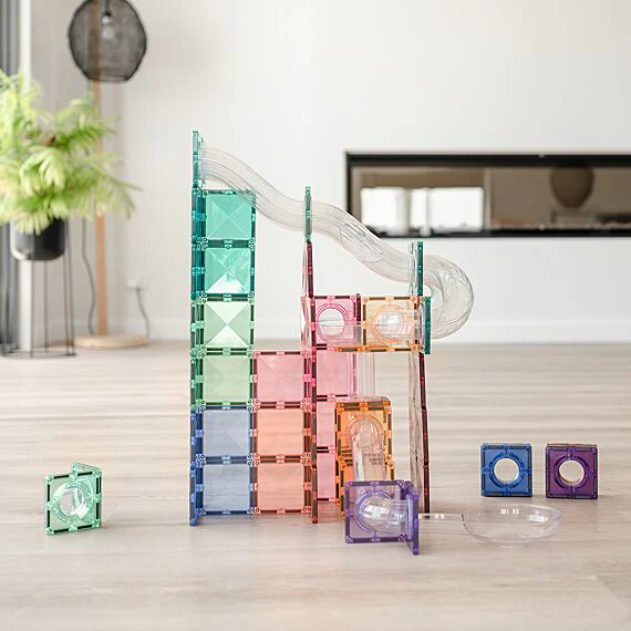 Magnetisch Speelgoed Knikkerbaan Pastel Ball Run Expansion Pack | Set van 80 - Image 3