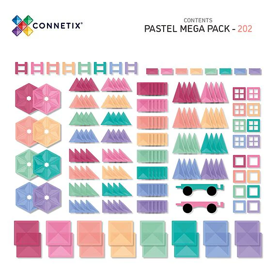 Magnetische bouwstenen Pastel Mega Pack | Set van 202 - Image 7