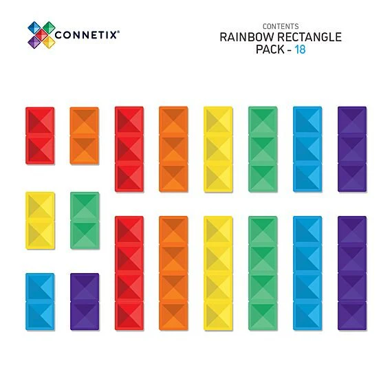 Magnetische Bouwstenen Rainbow Rectangle Pack | Set van 18 - Image 7