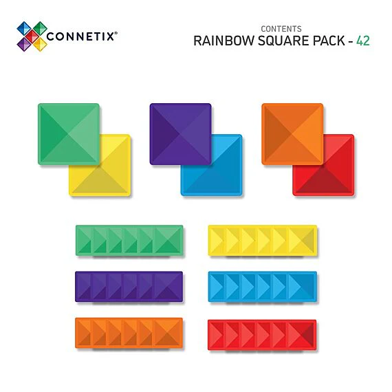 Magnetische bouwstenen Rainbow Square Pack | Set van 42 - Image 5