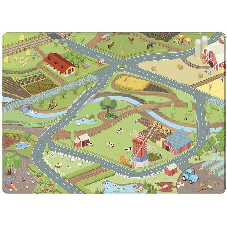 Speelmat met straten Boerderij - 130 x 180 cm