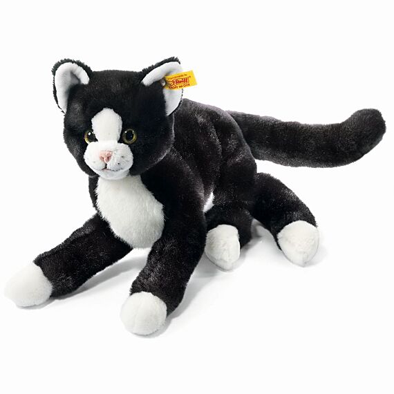 Knuffel Mimmi Schlenker Katze Schwarz/Weiss - 30 cm