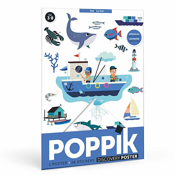 Mini Discovery Poster + 26 Stickers Sea - 3-8 Jaar