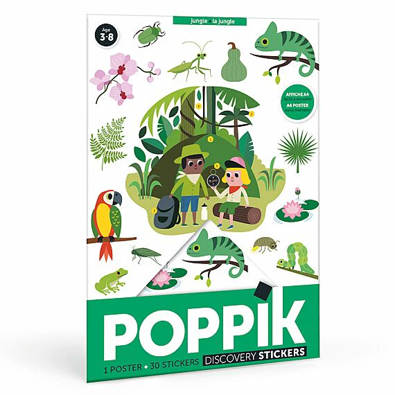 Mini Discovery Poster + 30 Stickers Jungle - 3-8 Jaar