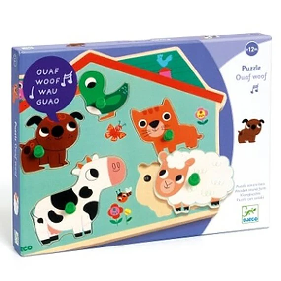 Houten inlegpuzzel met geluid - Ouaf Woof - Image 3
