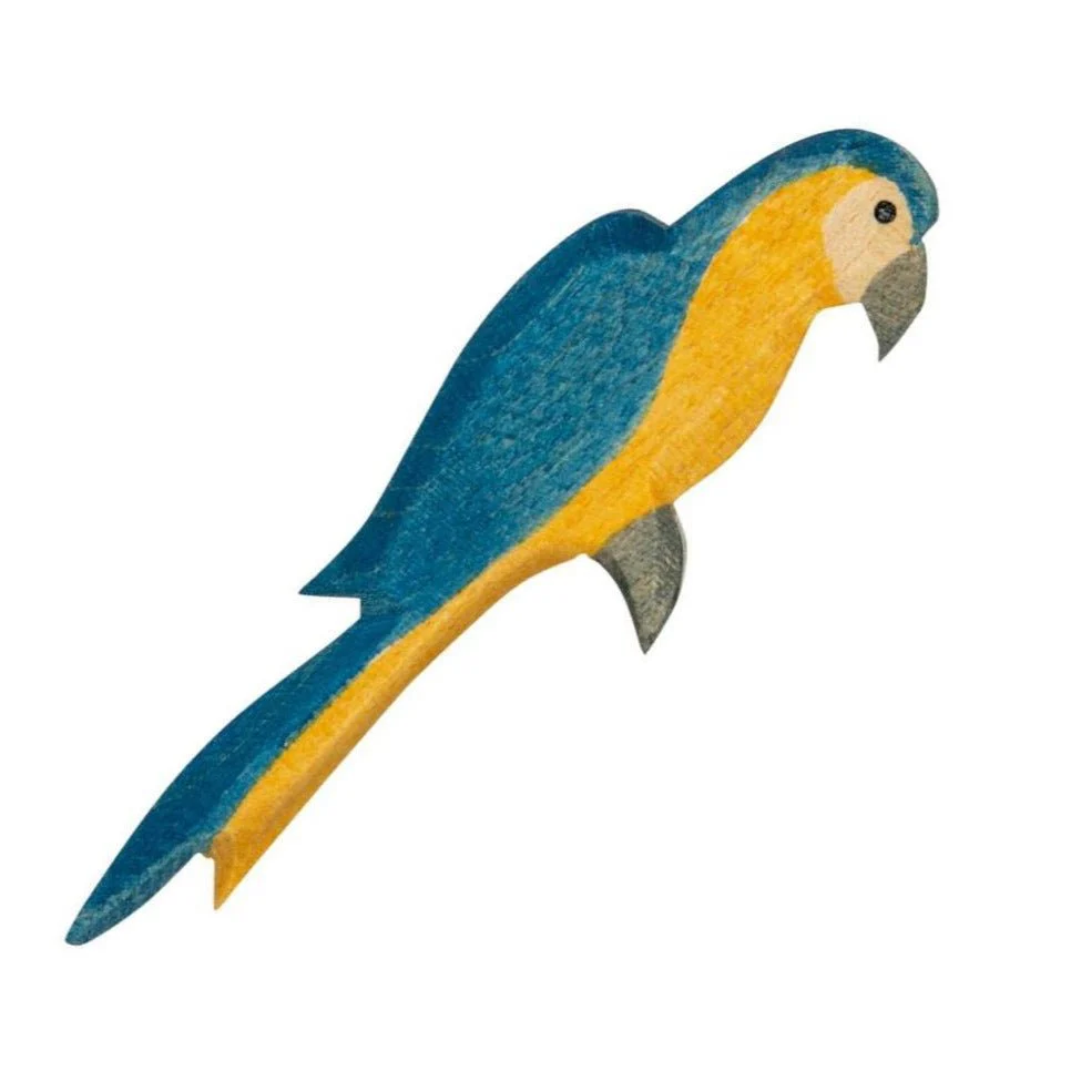 Houten speelfiguur Papegaai Blauw