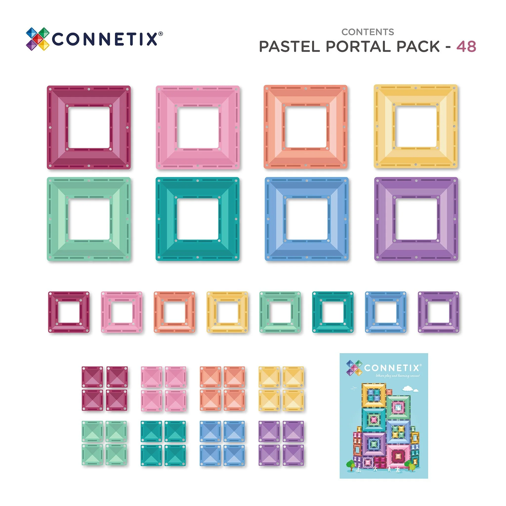 Magnetisch bouwspeelgoed Pastel Portal Pack - set van 48 - Image 3