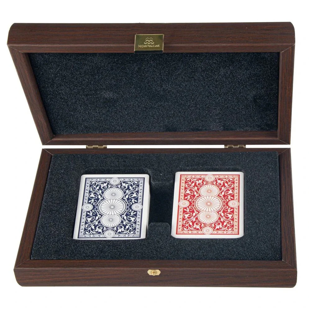 Luxe set speelkaarten in houten kistje - 24 x 17 cm