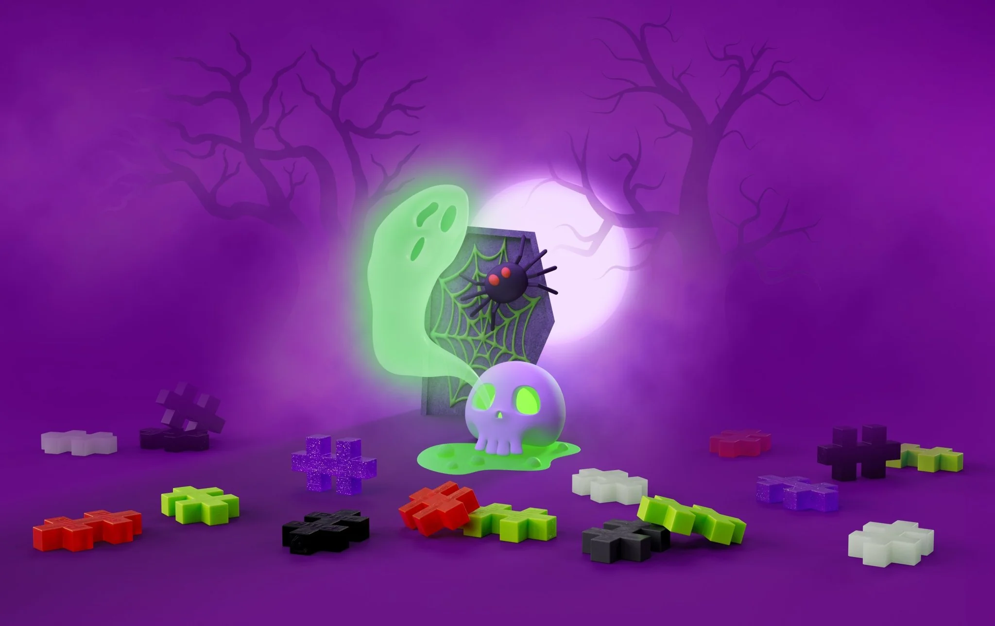 Bouwstenen Plus-Plus Spooky Mix - Tube 240 stuks - Image 4