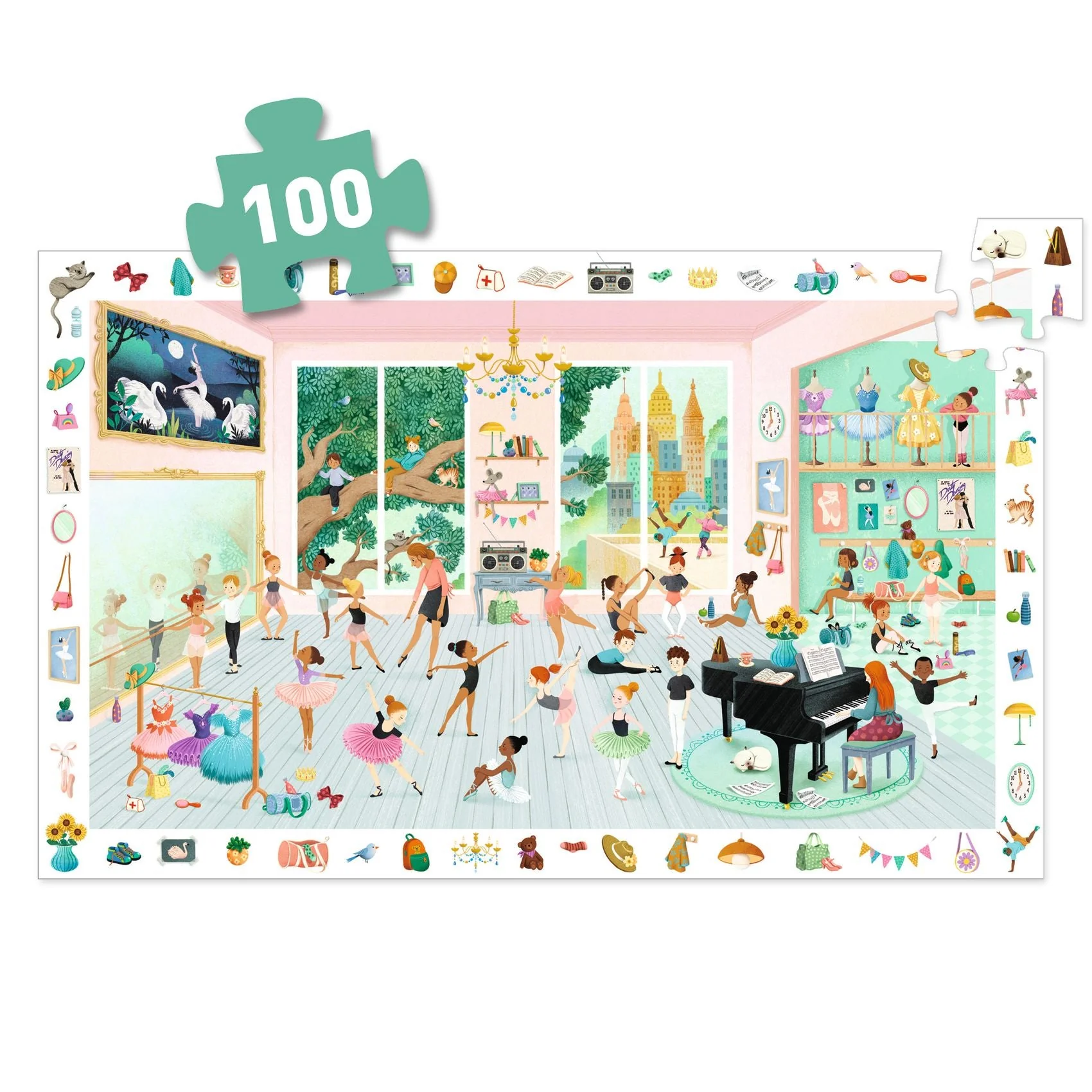 Observatiepuzzel met poster Dansschool - 100 stukjes - Image 4