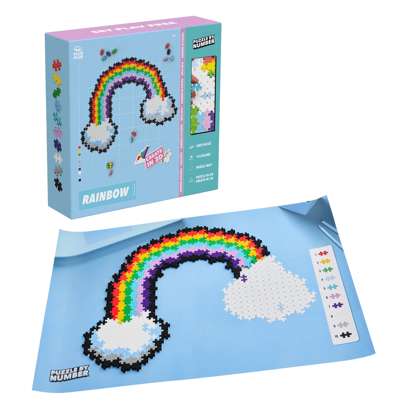 Bouwset Puzzle by Number Rainbow - 500 stuks - Image 5