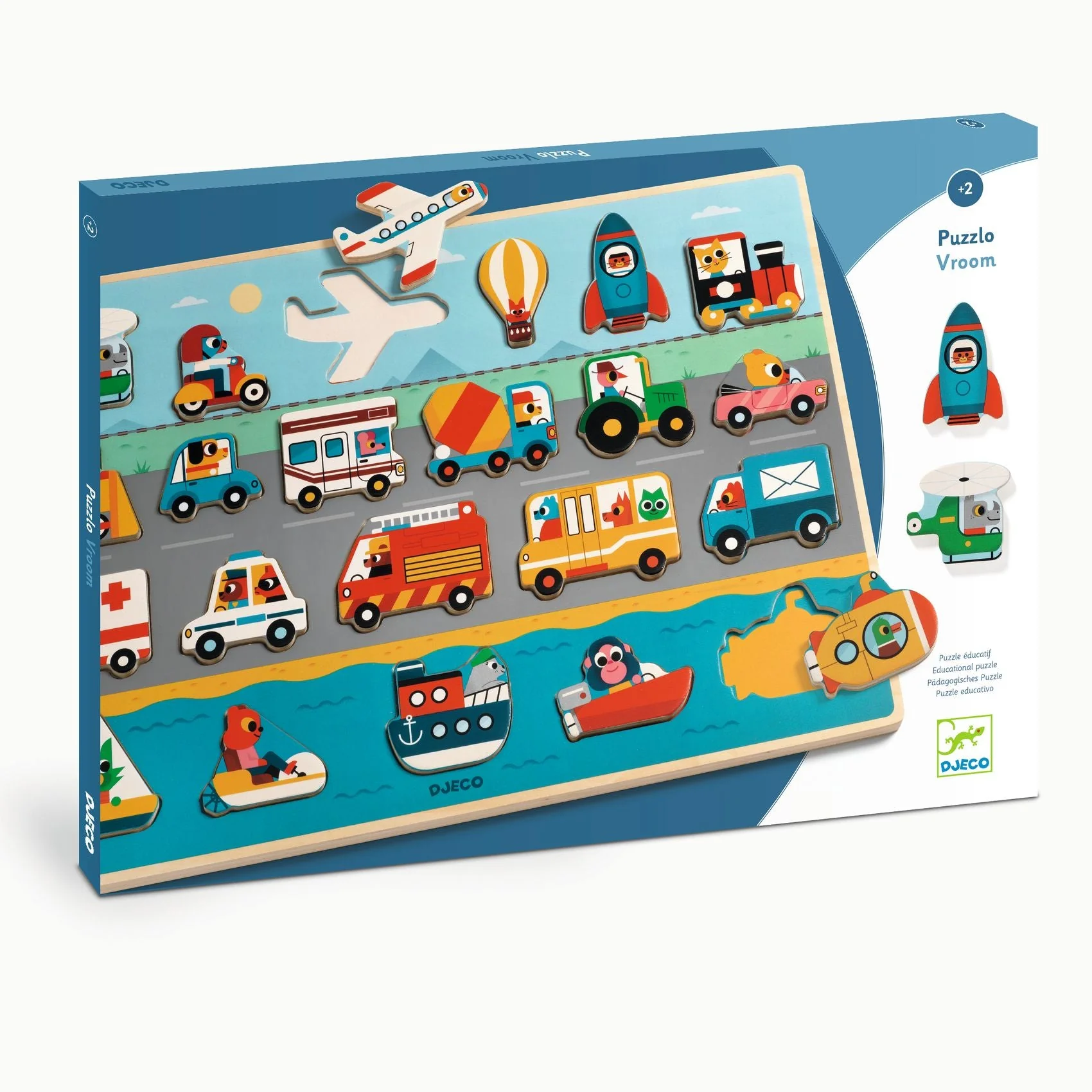 Houten inlegpuzzel Puzzlo Vroom - 22 stukjes - Image 3