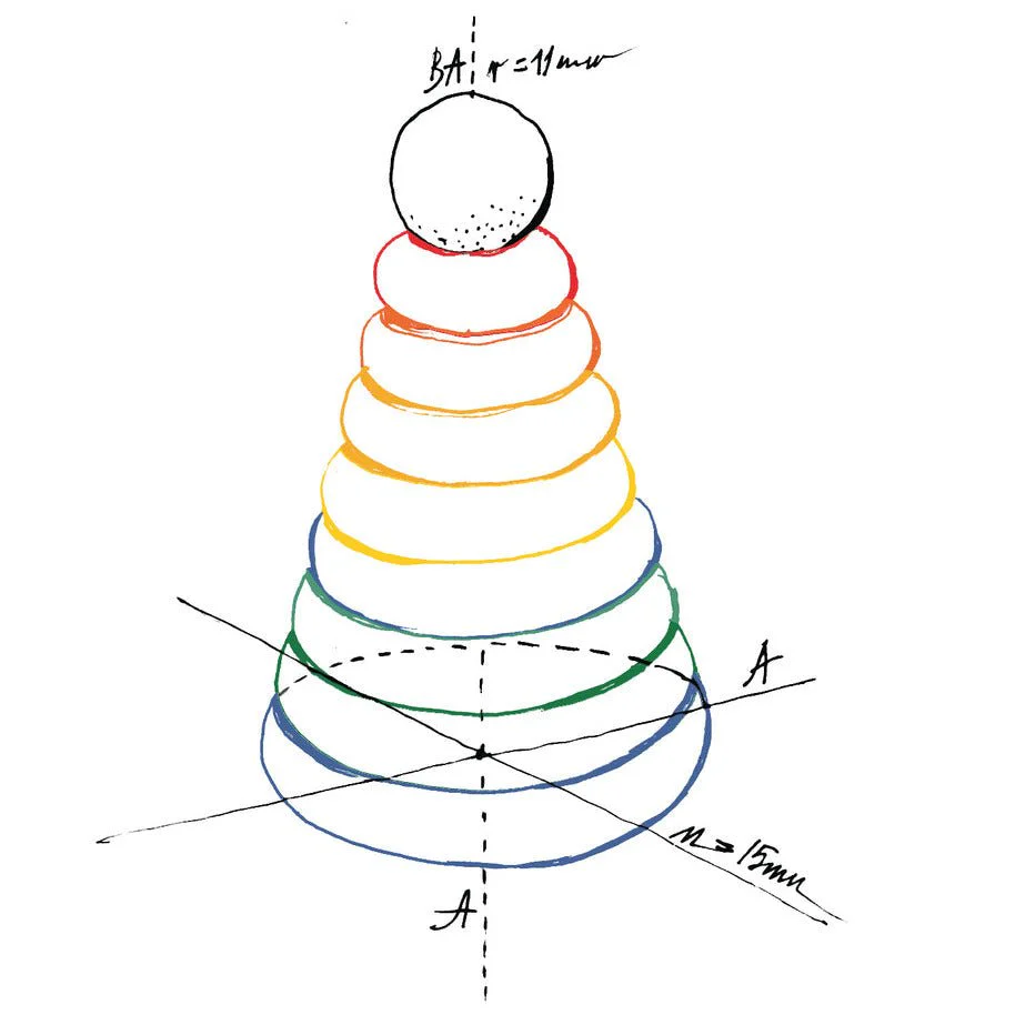 Houten stapeltoren Rainbow Round Pyramid - Montessori Stacker - Image 2