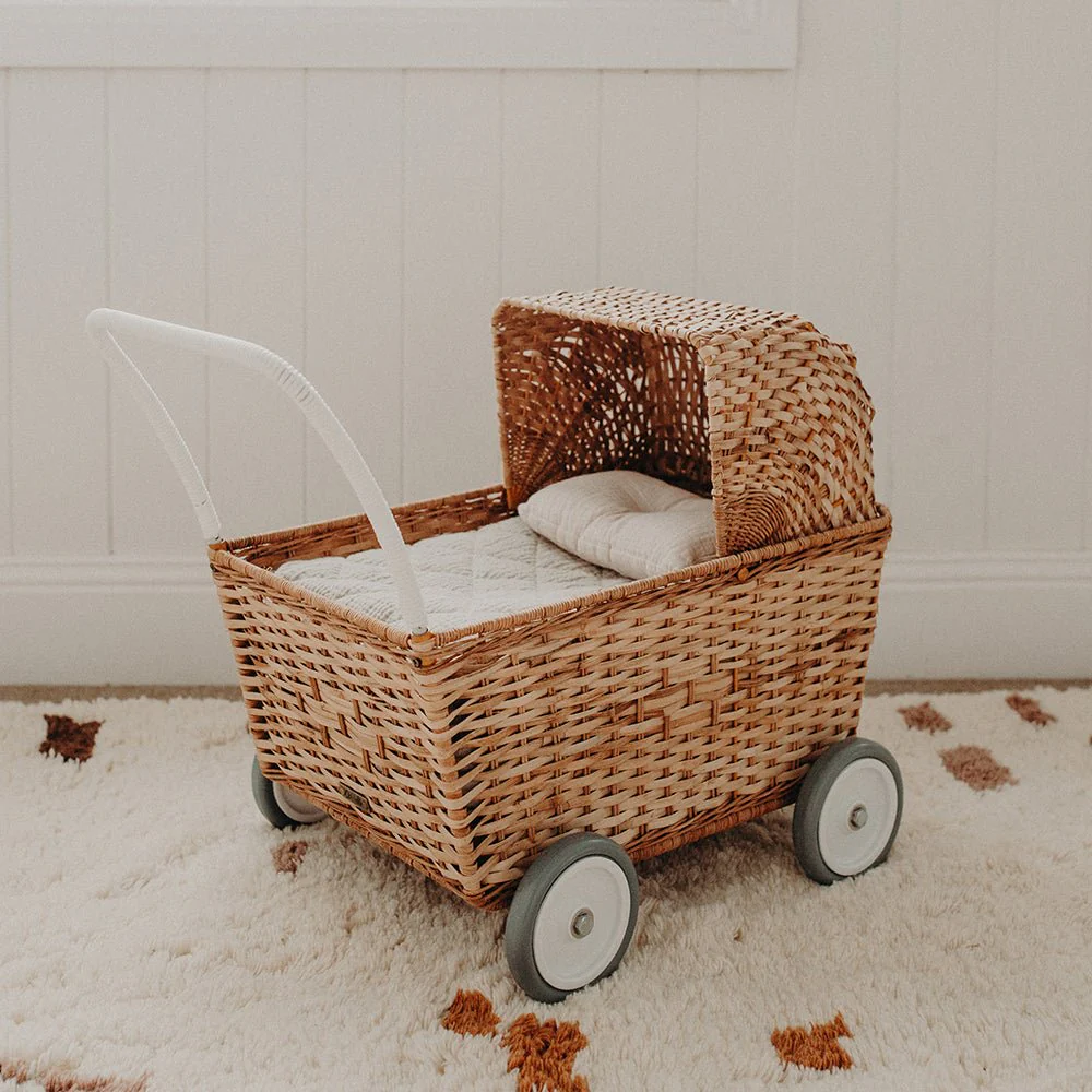 Poppenwagen - Rattan Strolley Natural - Image 3