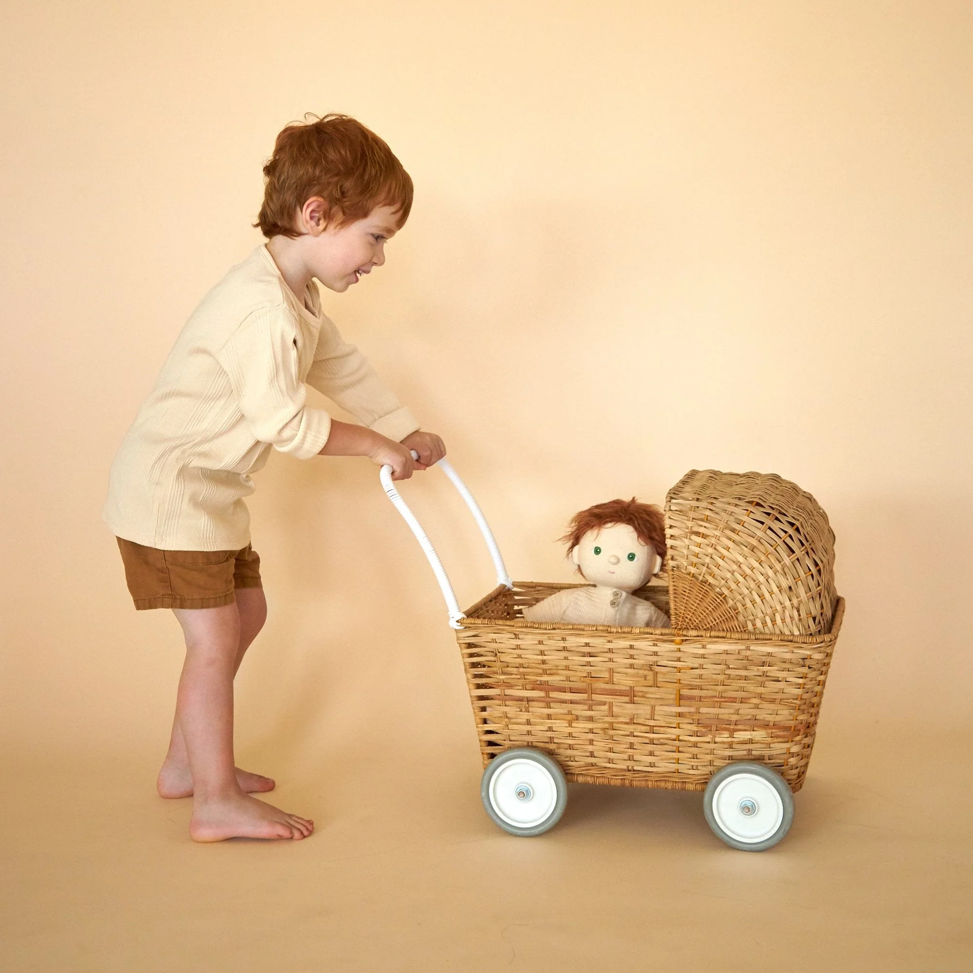 Poppenwagen - Rattan Strolley Natural - Image 4