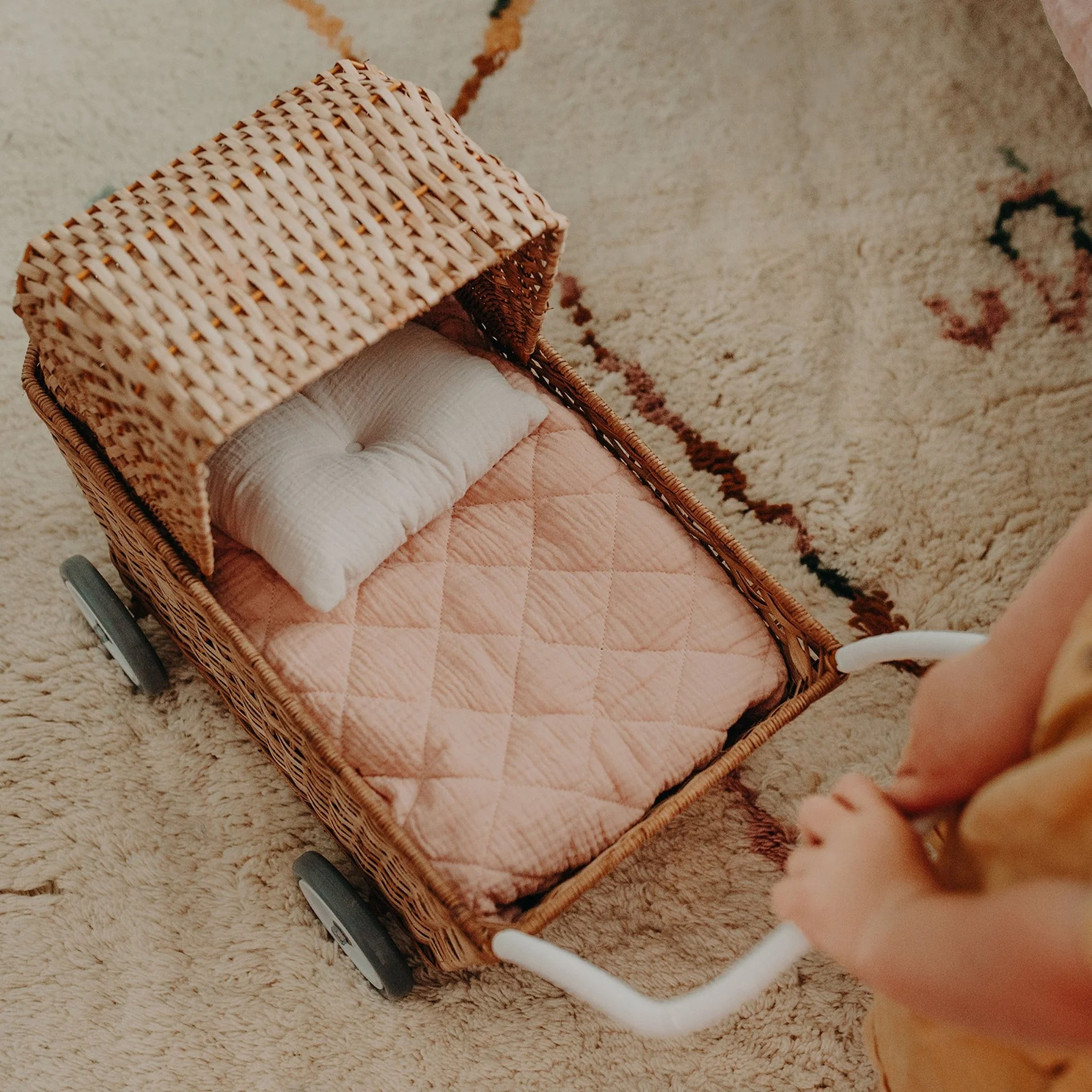 Poppenwagen - Rattan Strolley Natural - Image 5