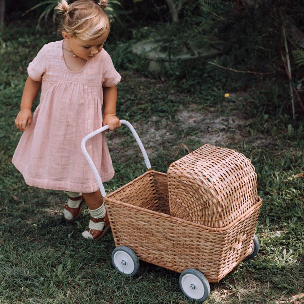 Poppenwagen - Rattan Strolley Natural - Image 7