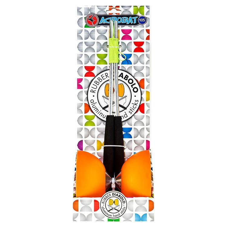 Oranje diabolo met aluminium stokken
