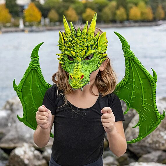 Rubberen Drakenmasker - Groen - Image 3