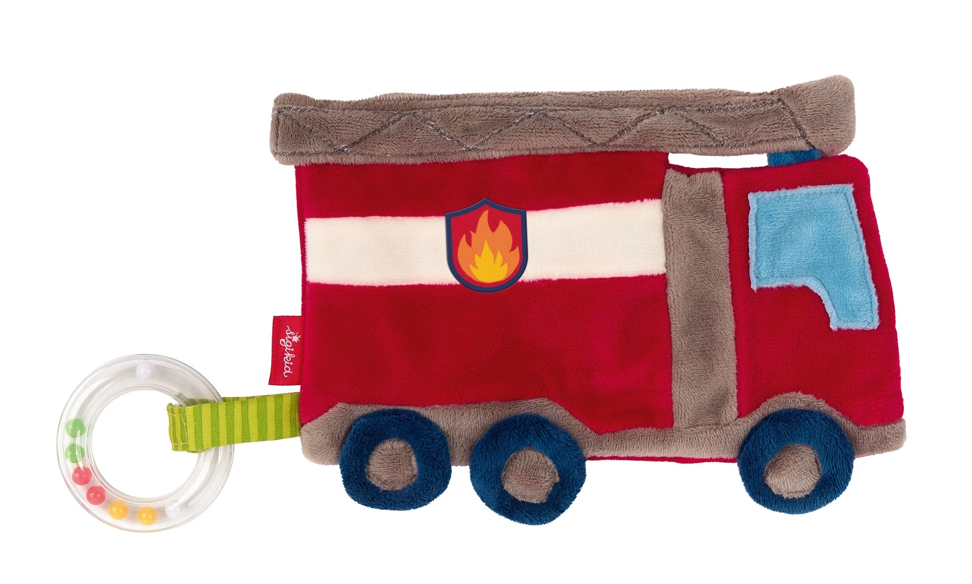 Knuffeldoekje met knisperfolie en bijtring - Brandweerwagen - Image 6