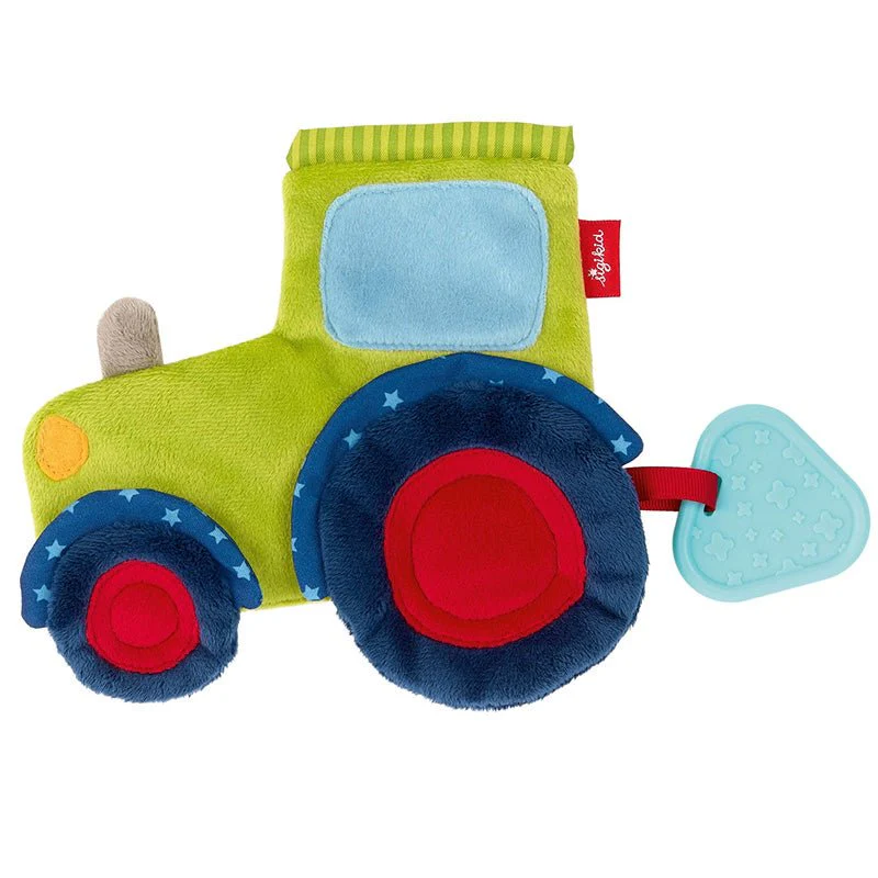 Activiteiten knuffeldoekje met knisperfolie en bijtspeeltje - Tractor