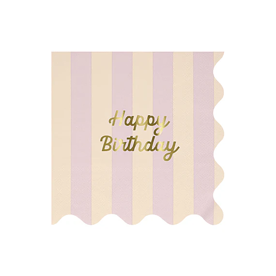Servetten Striped Happy Birthday Napkins Large - Set Van 16 - Image 11
