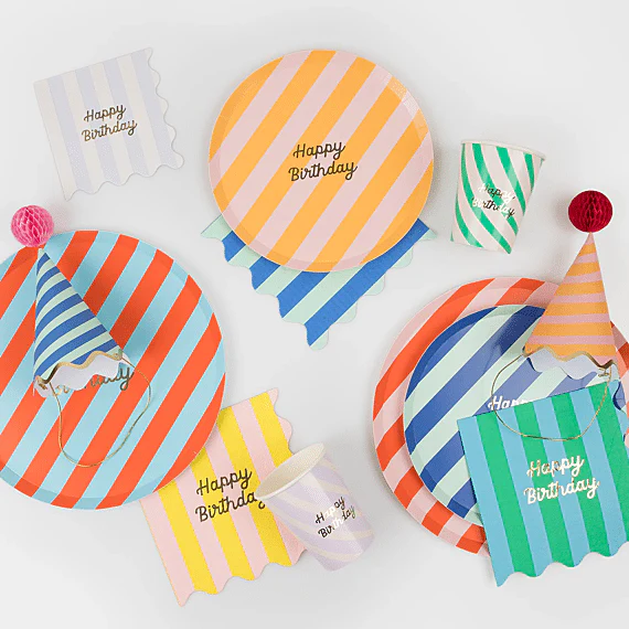Servetten Striped Happy Birthday Napkins Large - Set Van 16 - Image 4
