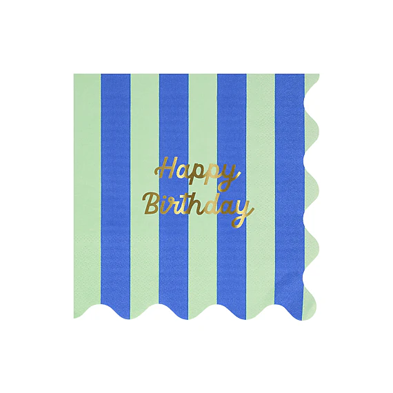 Servetten Striped Happy Birthday Napkins Large - Set Van 16 - Image 6