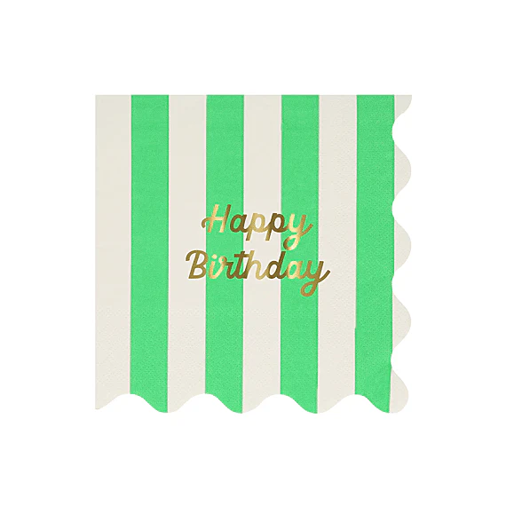 Servetten Striped Happy Birthday Napkins Large - Set Van 16 - Image 7