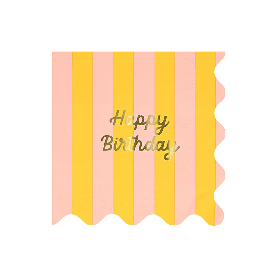 Servetten Striped Happy Birthday Napkins Large - Set Van 16 - Image 8
